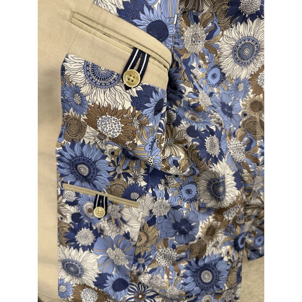 NWT Original Penguin Mens 2-Piece Suit Beige Blazer Pants Floral Lining Size 38S - Picture 9 of 16